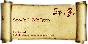 Szoó Zágon névjegykártya